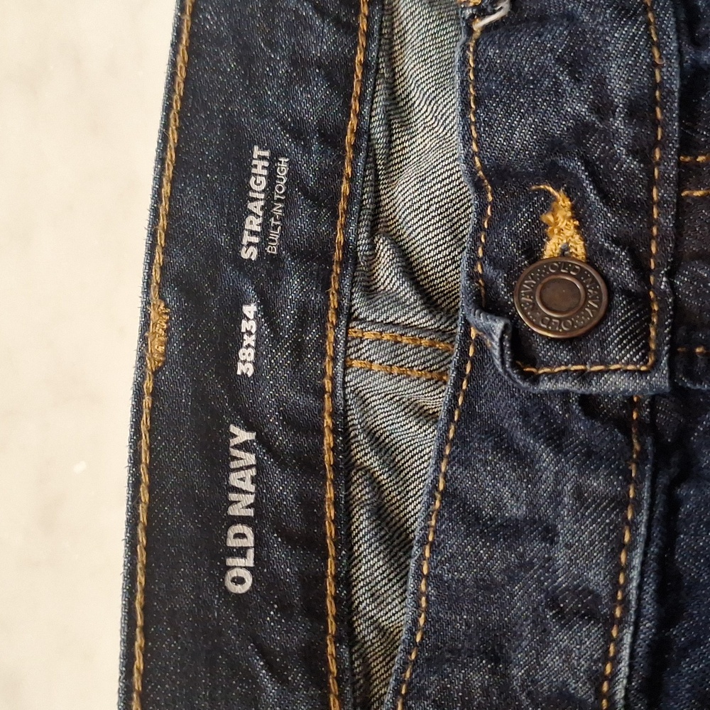 Old‎ Navy Straight Leg Built-In Tough Dark Wash Classic Blue Mens Jeans 38x34